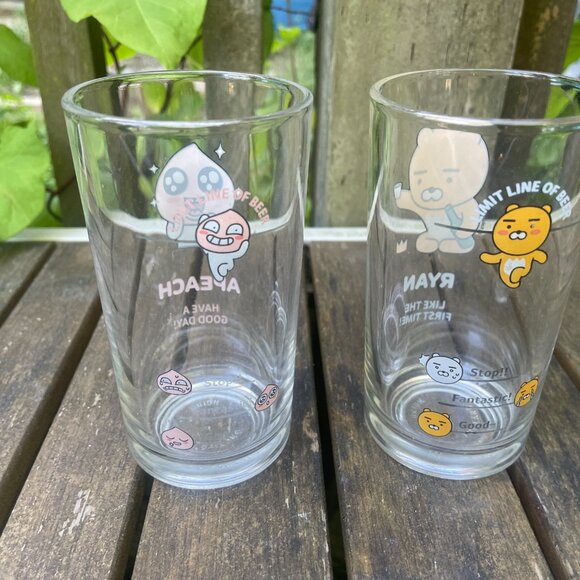Kakao Friends Ryan & Apeach Soju Beer Glass Mug Lot of 2 - Picture 3 of 3
